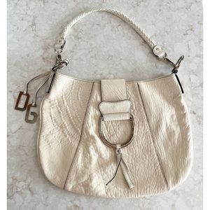 Dolce & Gabbana White Hobo Shoulder Bag with Silver Hardware